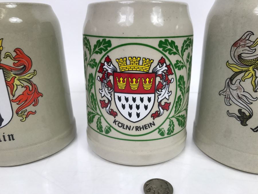 Set Of (4) 0.5L Stoneware German Beer Steins Mugs GERZ [Photo 4]