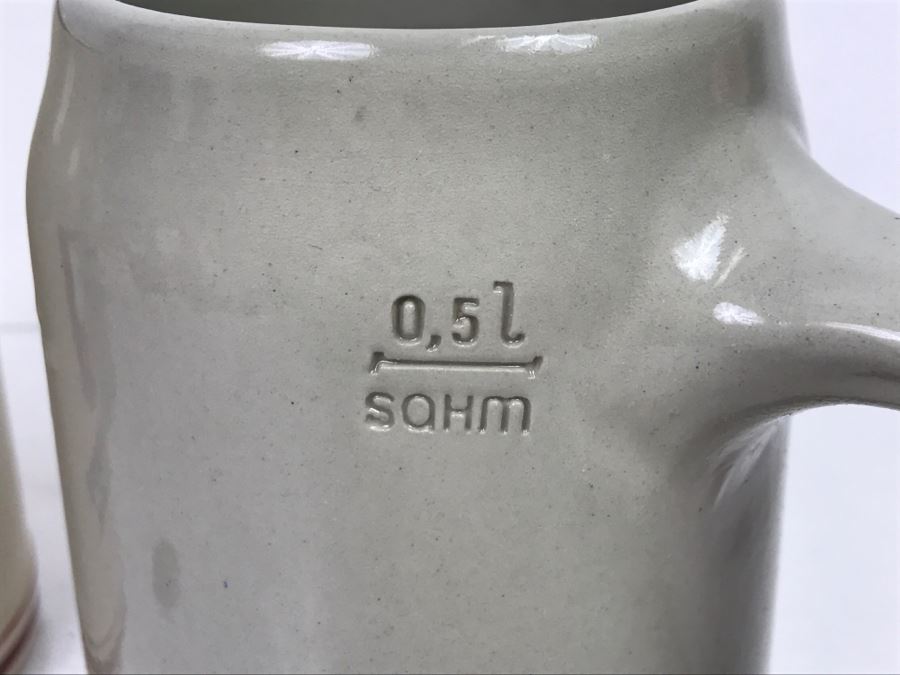 Set Of (4) 0.5L Stoneware German Beer Steins Mugs + (1) Vienna Austria Kunsthandwerk Beer Stein [Photo 8]