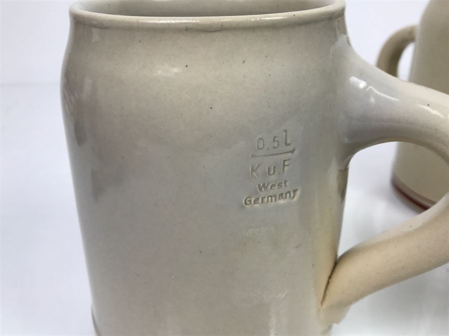 Set Of (4) 0.5L Stoneware German Beer Steins Mugs + (1) Vienna Austria Kunsthandwerk Beer Stein [Photo 11]