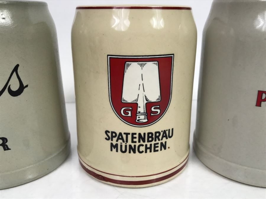 Set Of (4) 0.5L Stoneware German Beer Steins Mugs + (1) Vienna Austria Kunsthandwerk Beer Stein [Photo 4]