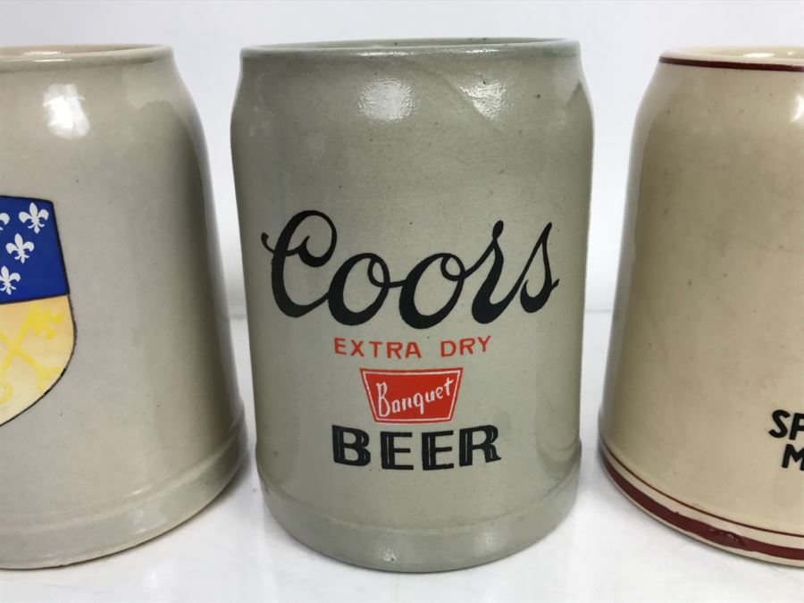 Set Of (4) 0.5L Stoneware German Beer Steins Mugs + (1) Vienna Austria Kunsthandwerk Beer Stein [Photo 3]