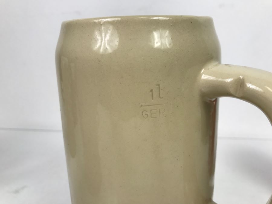 Set Of (3) Large 1L Stoneware German Beer Steins Mugs [Photo 11]