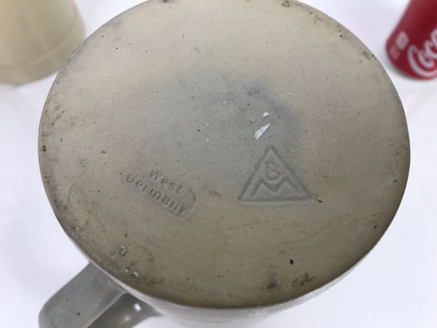 Set Of (3) Large 1L Stoneware German Beer Steins Mugs [Photo 10]