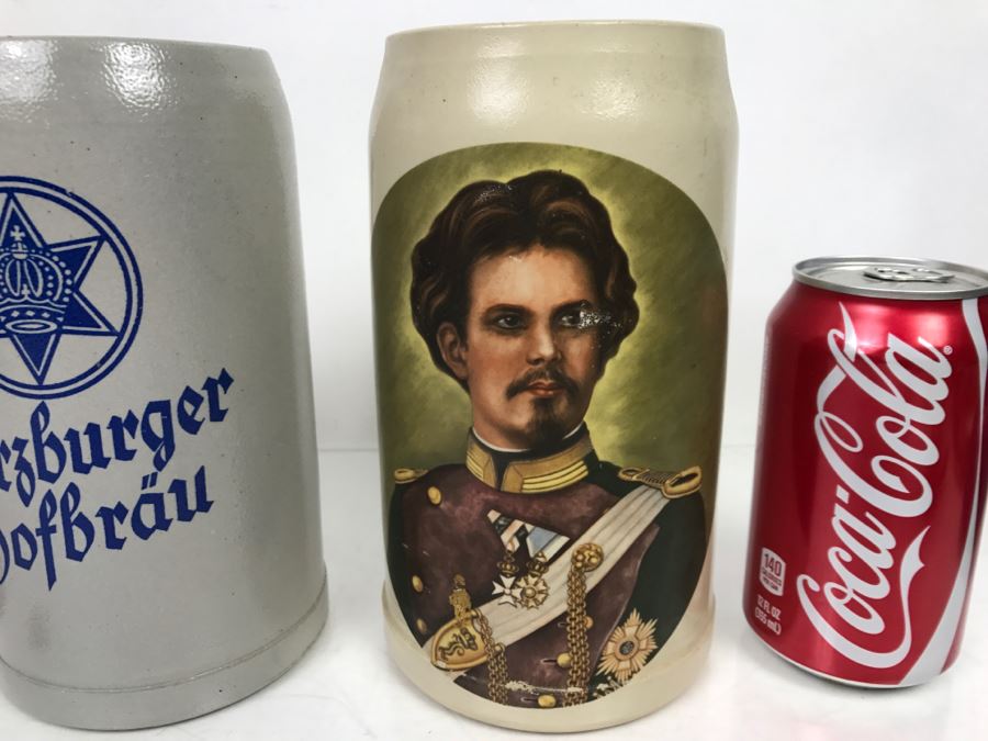 Set Of (3) Large 1L Stoneware German Beer Steins Mugs [Photo 10]