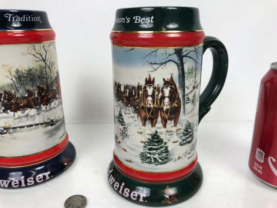 Set Of (2) Anheuser-Busch Beer Steins By Ceramarte 1990 And 1991 Artist Susan Sampson [Photo 5]