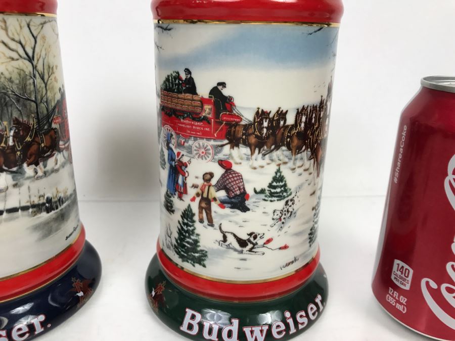 Set Of (2) Anheuser-Busch Beer Steins By Ceramarte 1990 And 1991 Artist Susan Sampson [Photo 3]