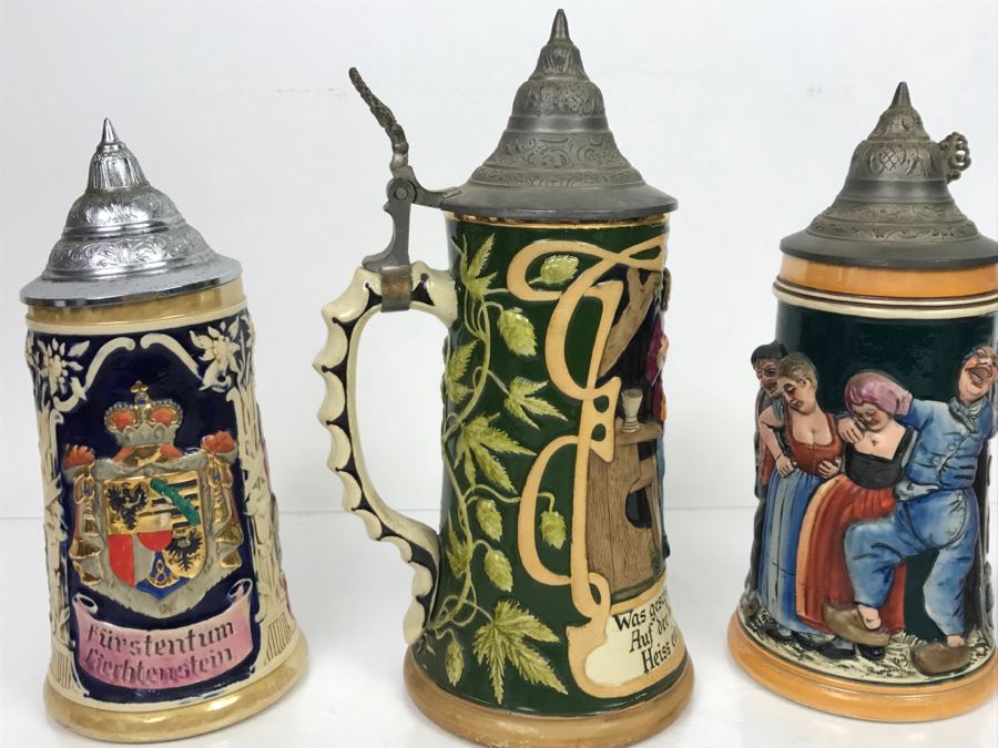 Set Of (3) German Beer Steins