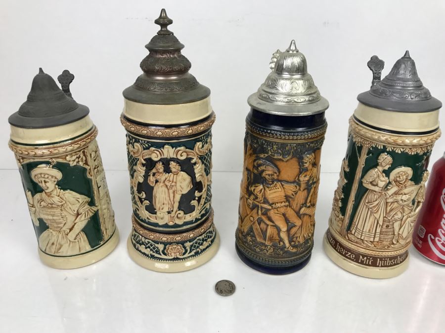 Set Of (4) German Beer Steins [Photo 2]