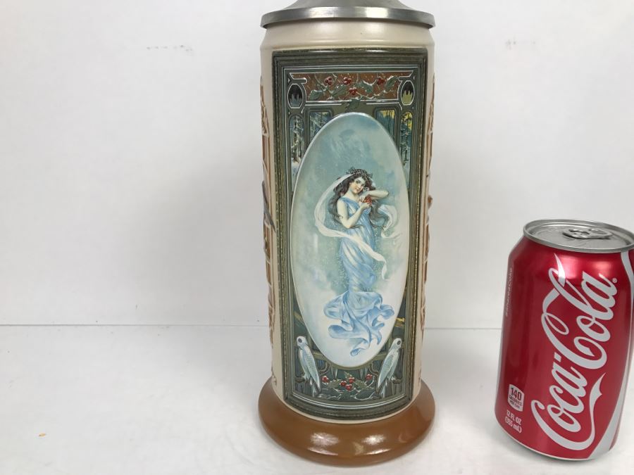 Vintage 2001 Anheuser-Busch Malt-Nutrine 1906 Calendar Series Winter Beer Stein Mug CS520 Limited Edition Ceramarte [Photo 2]