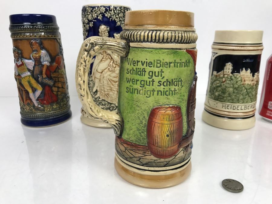 Set Of (4) German Beer Steins Mugs [Photo 8]