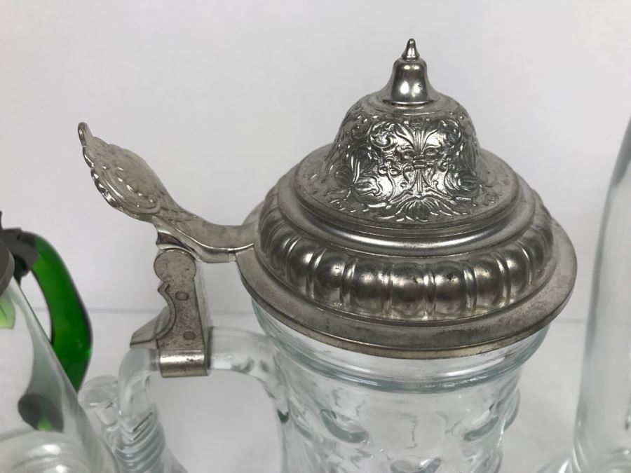 Set Of (4) Glass German Beer Steins [Photo 6]