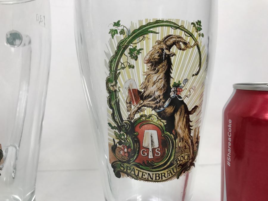 Set Of (4) Glass German Beer Steins [Photo 4]