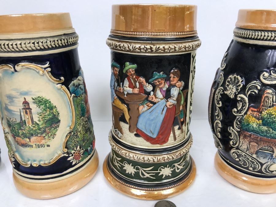 Set Of (4) German Beer Steins Mugs + (1) Finn MacCoul Beer Stein From Ireland [Photo 2]