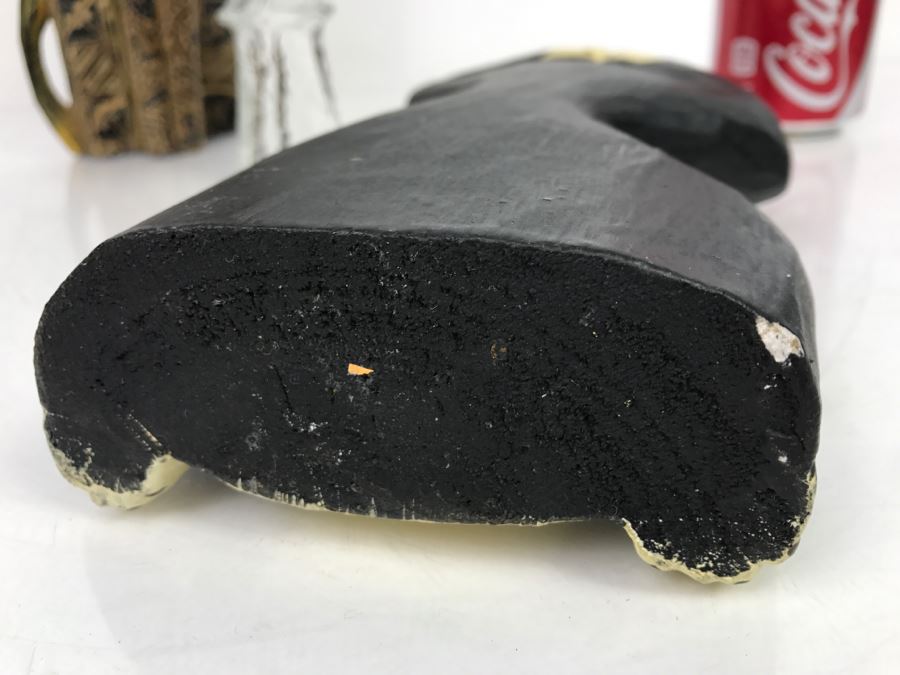 (2) Carved Wood Hand Painted Cats And Art Glass Mushroom [Photo 10]