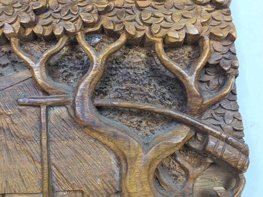 Large Wooden Deep Relief Carving