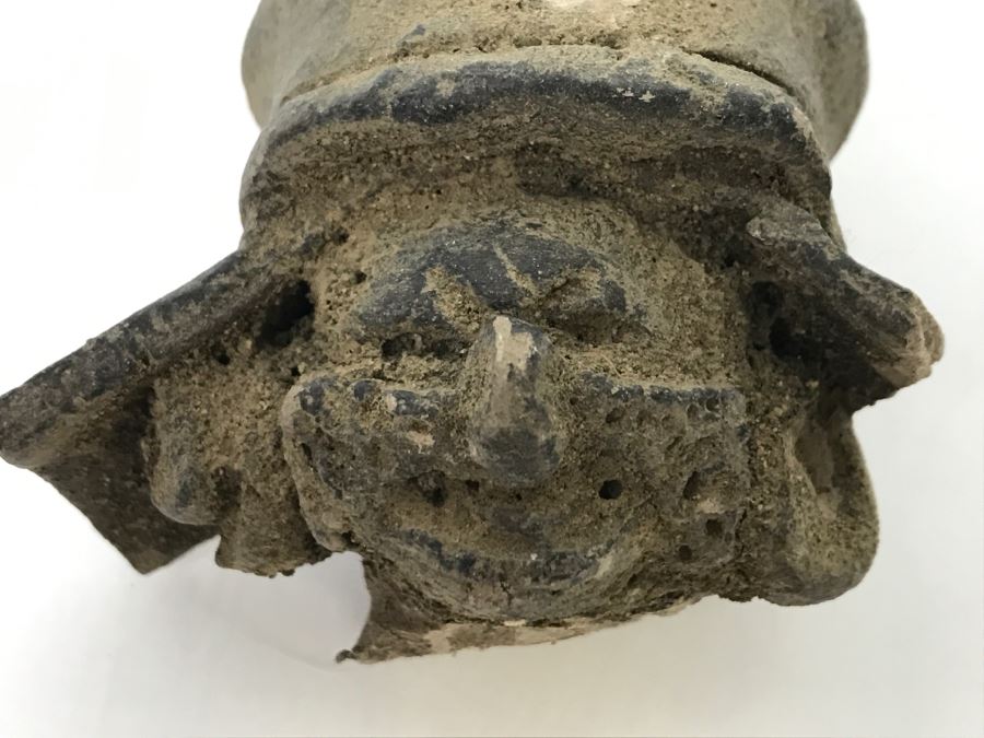 Unearthed Old Pottery Figure Head Artifact Of Unknown Origin