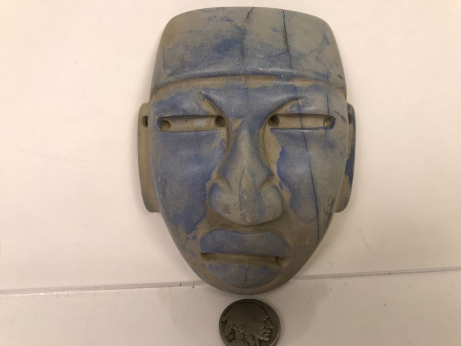 Smooth Carved Stone Face Artifact Of Unknown Origin 254g [Photo 3]