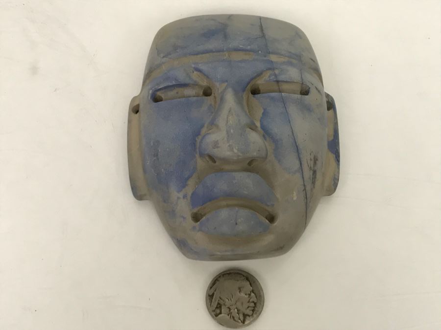 Smooth Carved Stone Face Artifact Of Unknown Origin 254g [Photo 25]