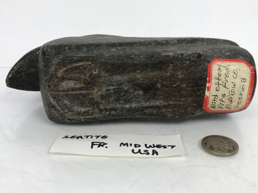 Antique Bird Effigy Steatite Native American Indian Pipe From Bartow County, Georgia [Photo 22]