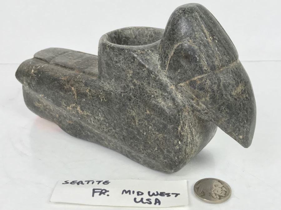 Antique Bird Effigy Steatite Native American Indian Pipe From Bartow County, Georgia [Photo 3]