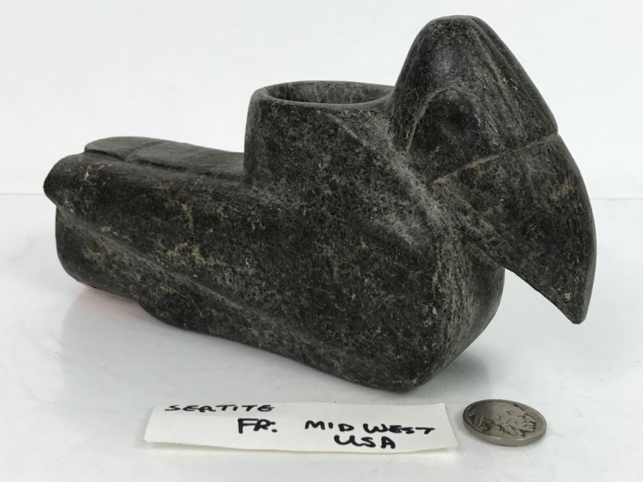 Antique Bird Effigy Steatite Native American Indian Pipe From Bartow County, Georgia [Photo 2]