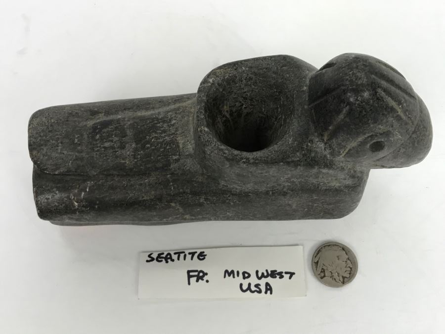 Antique Bird Effigy Steatite Native American Indian Pipe From Bartow ...