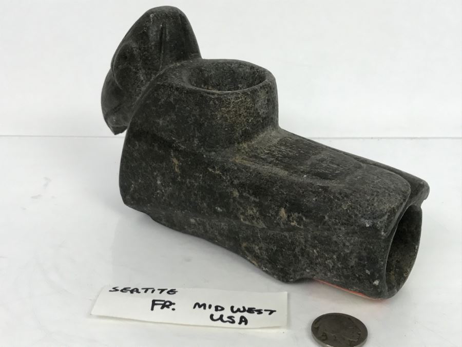 Antique Bird Effigy Steatite Native American Indian Pipe From Bartow County, Georgia [Photo 12]