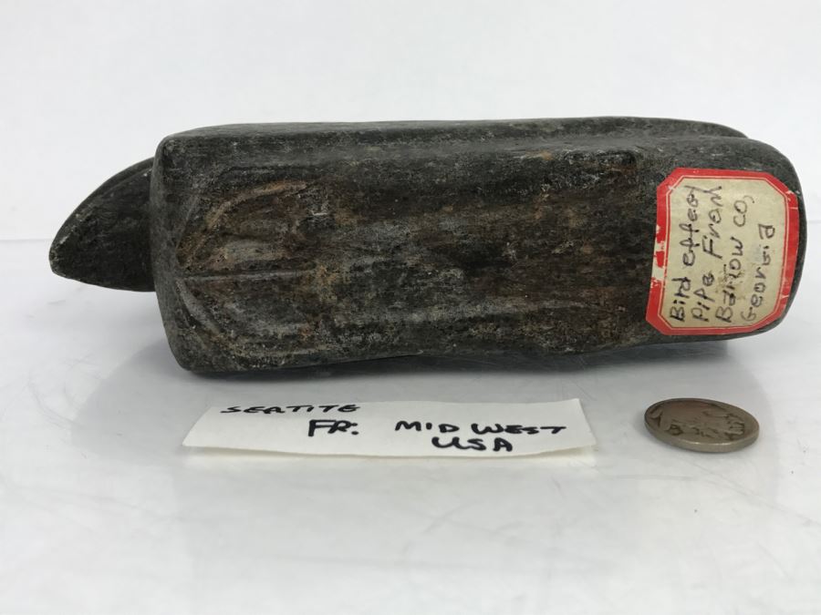 Antique Bird Effigy Steatite Native American Indian Pipe From Bartow County, Georgia [Photo 23]