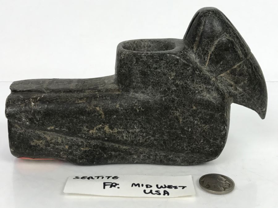 Antique Bird Effigy Steatite Native American Indian Pipe From Bartow County, Georgia [Photo 4]