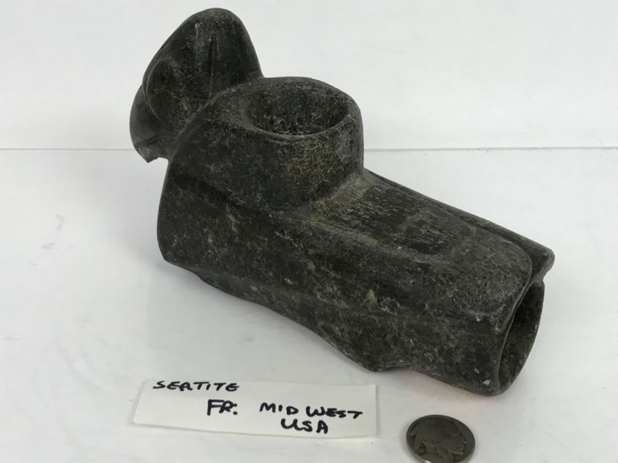 Antique Bird Effigy Steatite Native American Indian Pipe From Bartow County, Georgia [Photo 13]