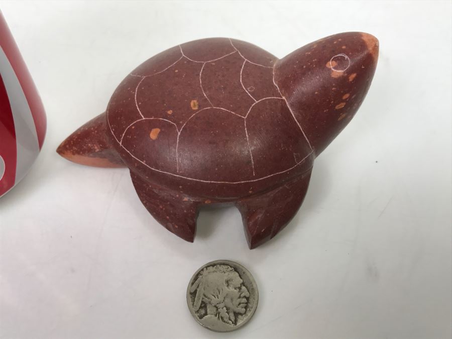 Carved Pipestone Catlinite Turtle Signed CB [Photo 4]