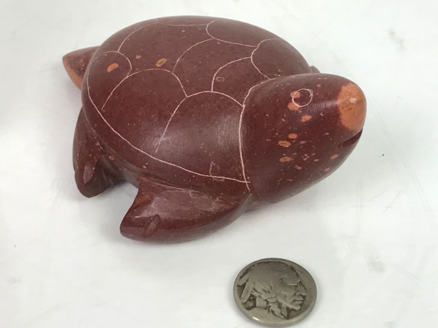 Carved Pipestone Catlinite Turtle Signed CB [Photo 2]