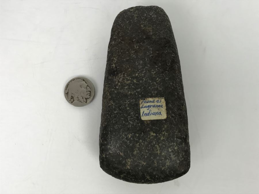 Old Native American Carved Stone Celt Wood Working Tool Found At Lagrange, Indiana [Photo 1]