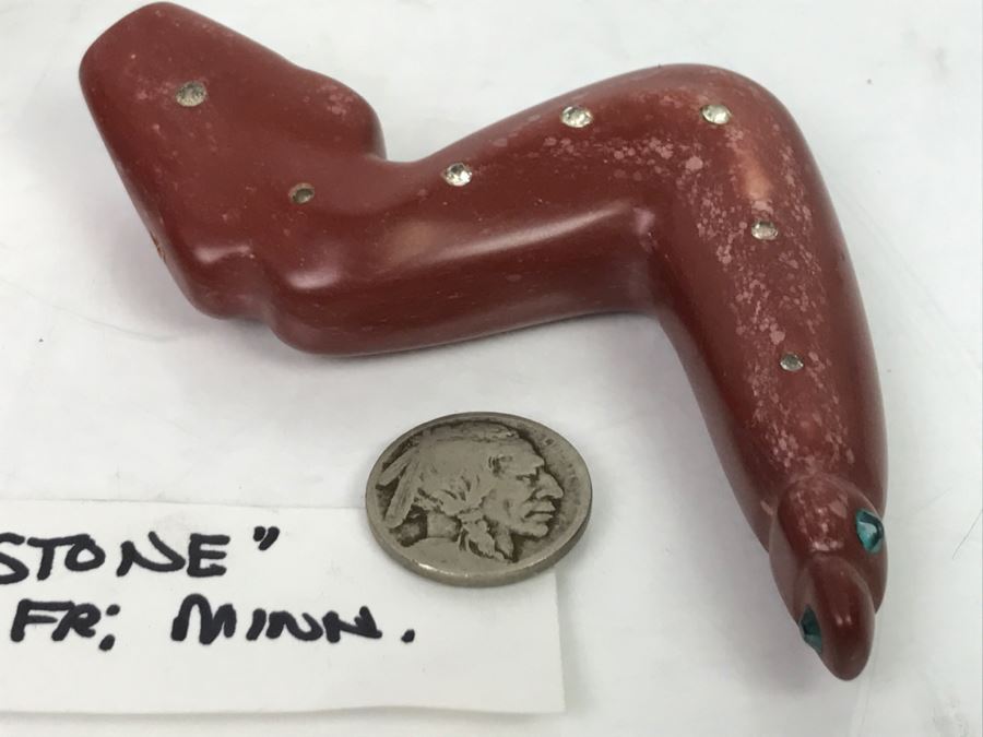 Native American Rattle Snake Pipestone Carving With Stones From Minnesota [Photo 16]