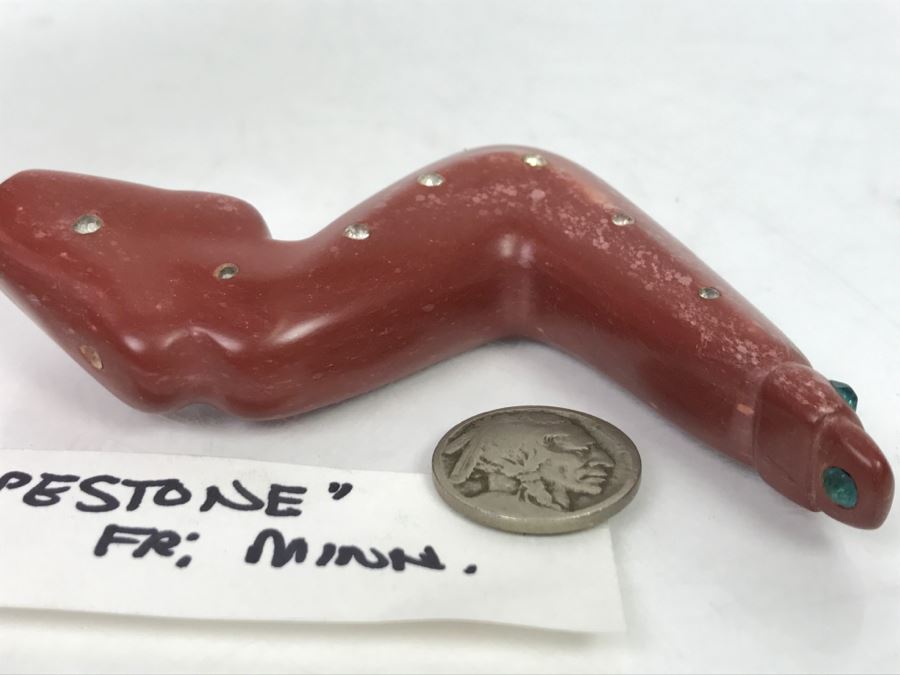 Native American Rattle Snake Pipestone Carving With Stones From Minnesota [Photo 4]