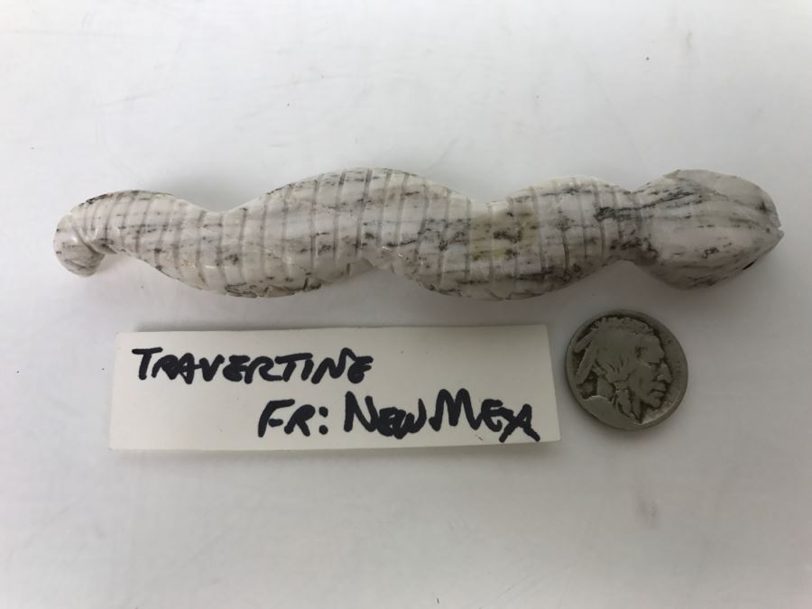 Native American Carved Rattle Snake Travertine Carving From New Mexico [Photo 2]