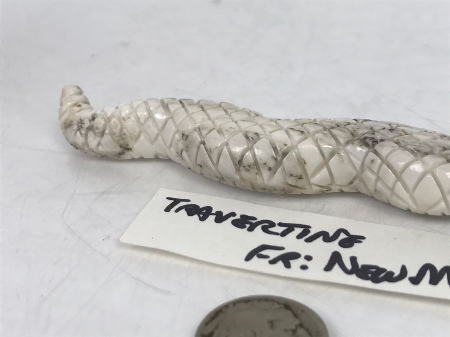 Native American Carved Rattle Snake Travertine Carving From New Mexico [Photo 24]