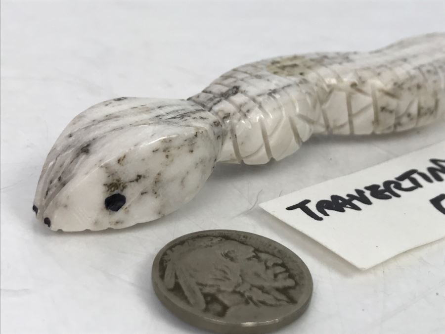 Native American Carved Rattle Snake Travertine Carving From New Mexico [Photo 11]