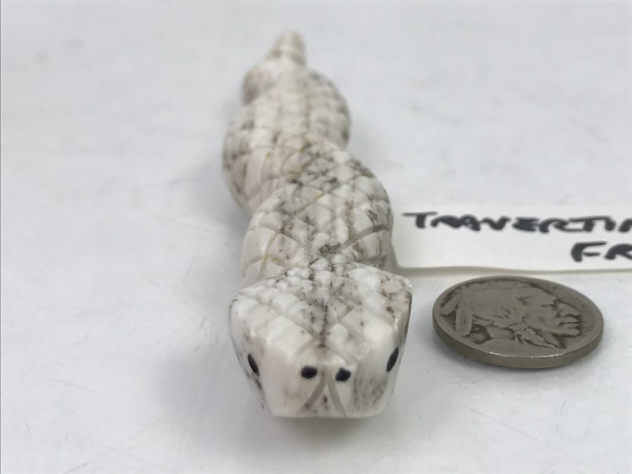 Native American Carved Rattle Snake Travertine Carving From New Mexico [Photo 18]