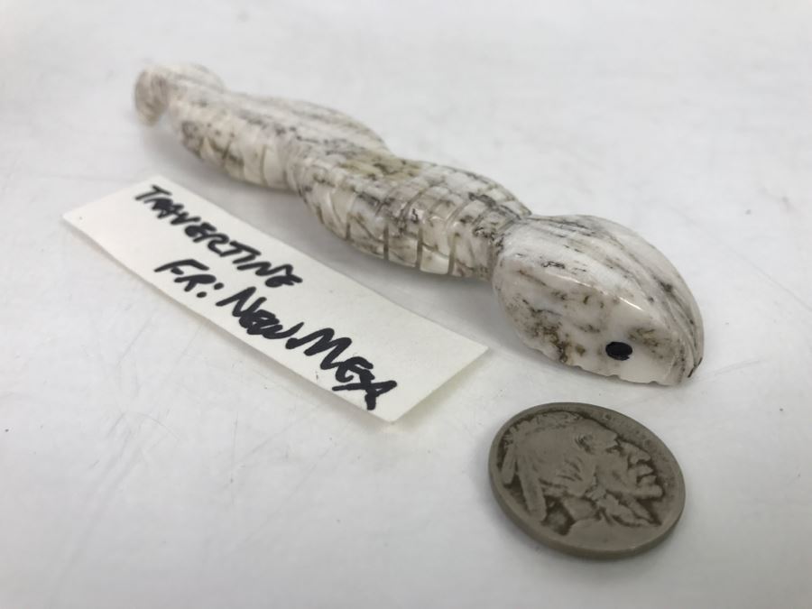 Native American Carved Rattle Snake Travertine Carving From New Mexico [Photo 5]