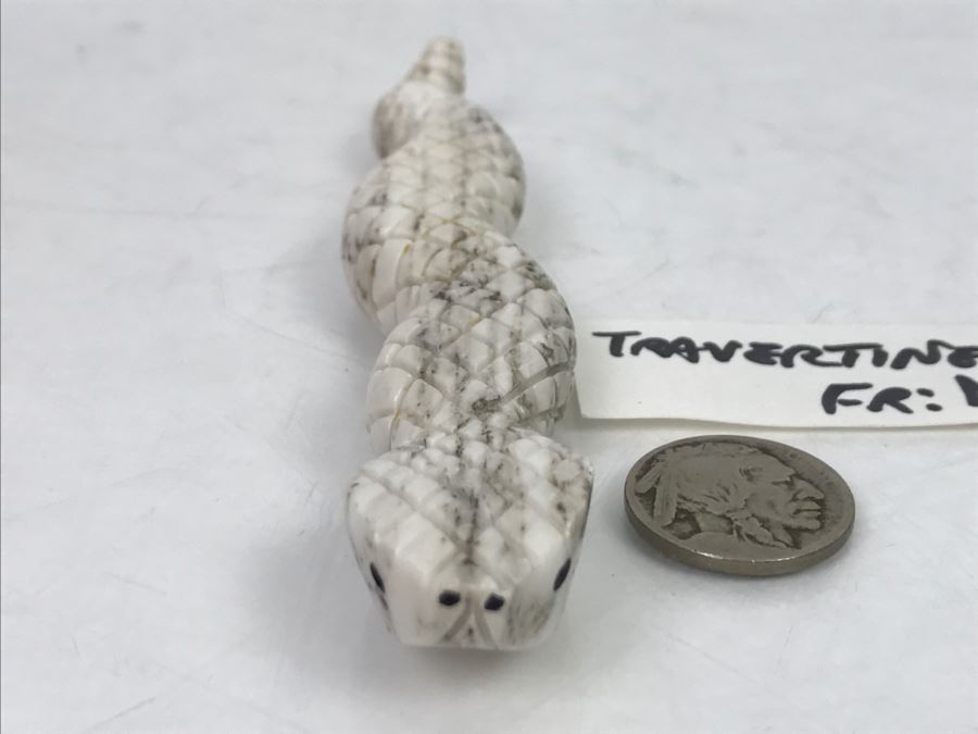 Native American Carved Rattle Snake Travertine Carving From New Mexico [Photo 17]