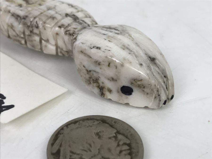 Native American Carved Rattle Snake Travertine Carving From New Mexico [Photo 10]