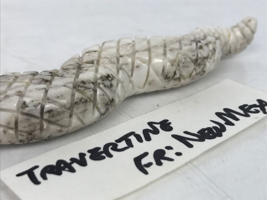 Native American Carved Rattle Snake Travertine Carving From New Mexico [Photo 15]