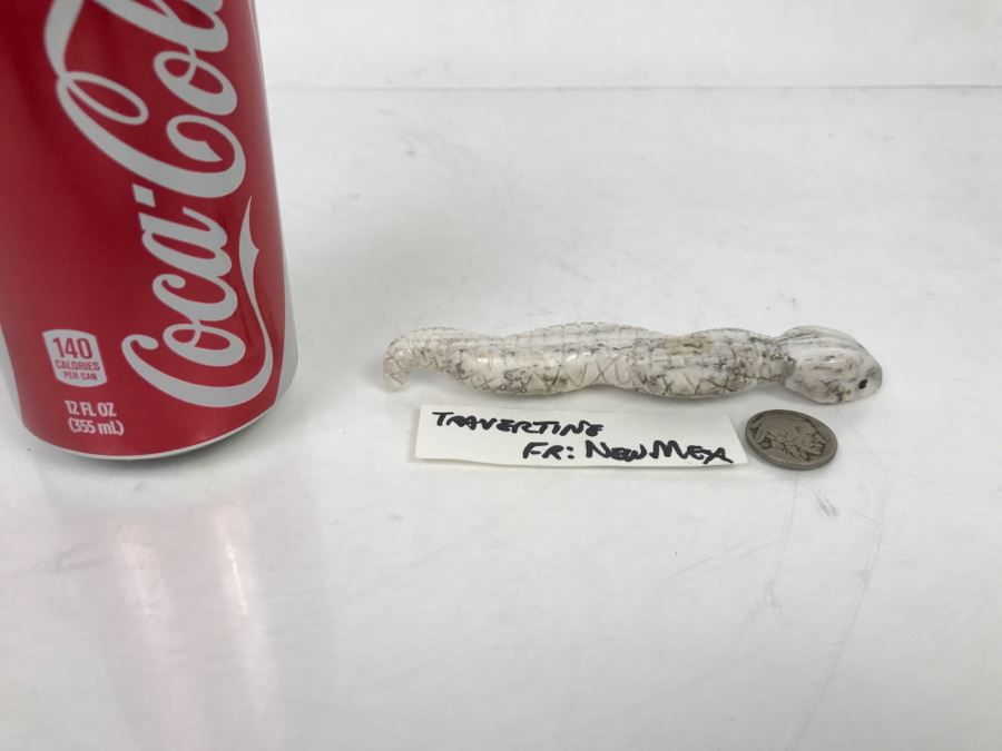Native American Carved Rattle Snake Travertine Carving From New Mexico [Photo 3]