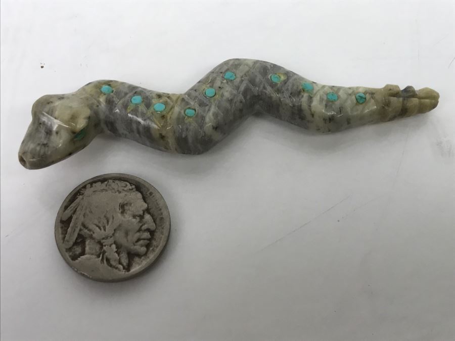 Native American Carved Stone Rattle Snake [Photo 1]