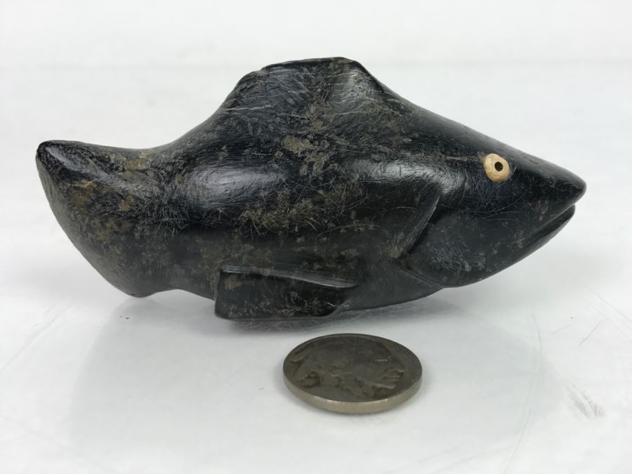 Antique Carved Stone Steatite Fish From Chumash Indian Native American Central Coast CA [Photo 9]