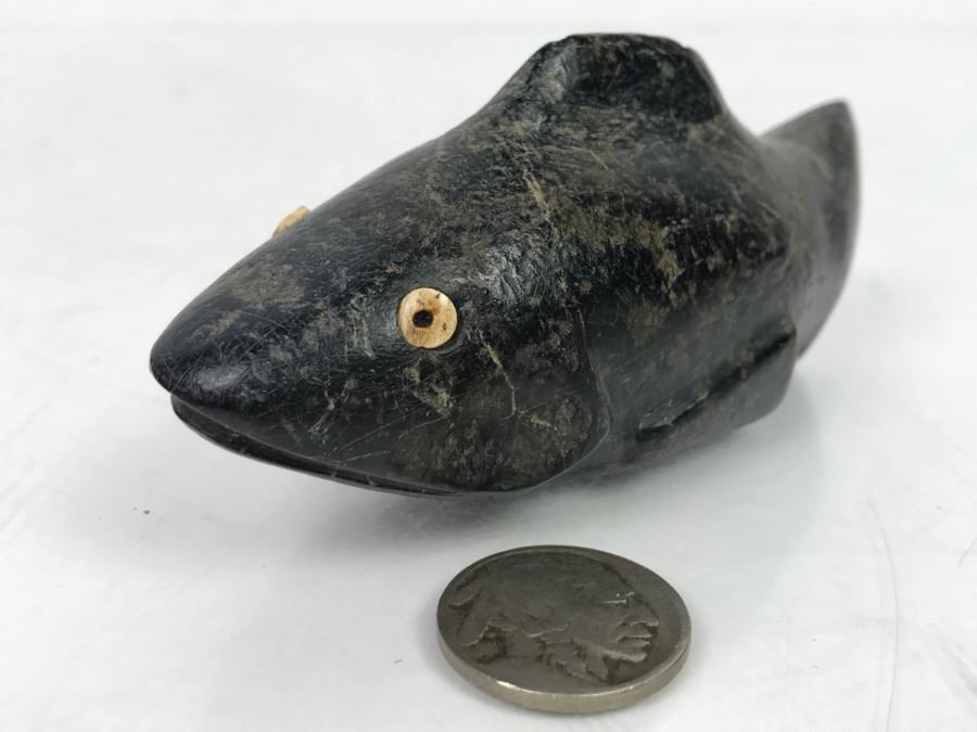 Antique Carved Stone Steatite Fish From Chumash Indian Native American Central Coast CA [Photo 12]
