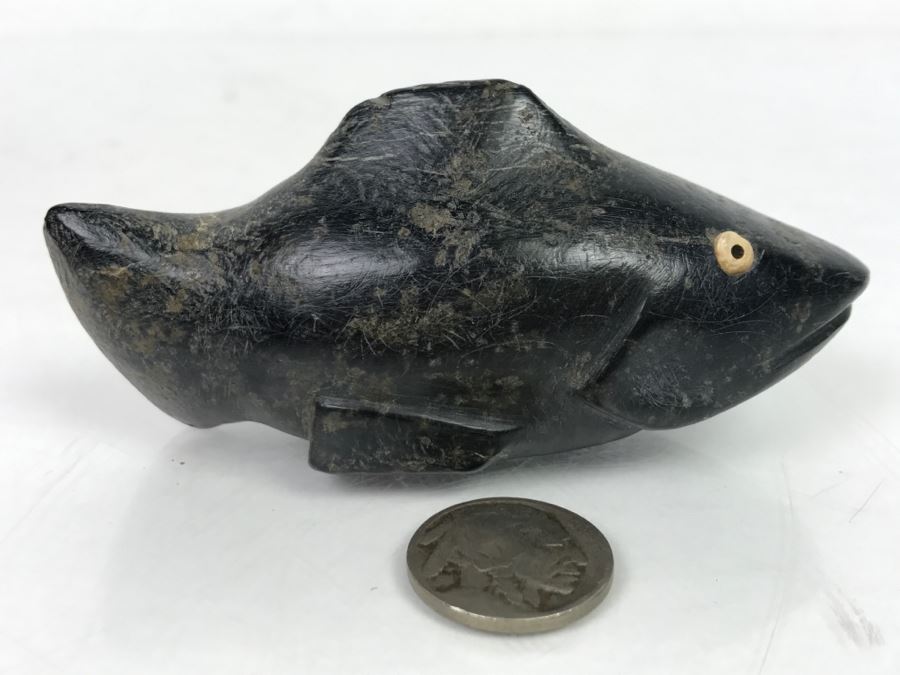 Antique Carved Stone Steatite Fish From Chumash Indian Native American Central Coast CA [Photo 7]