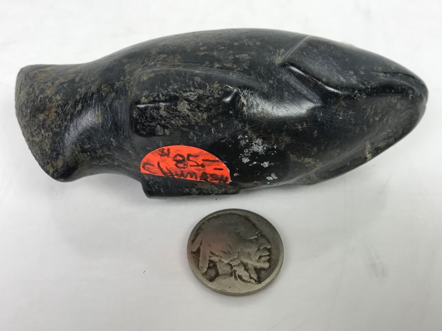 Antique Carved Stone Steatite Fish From Chumash Indian Native American Central Coast CA [Photo 17]