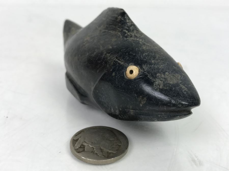 Antique Carved Stone Steatite Fish From Chumash Indian Native American Central Coast CA [Photo 10]